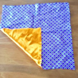 13x13 Reversible Pocket Square. Colors(purple, gold, green & white) 100% silk